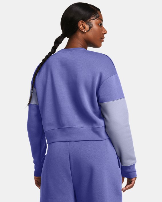 Haut court à col ras du cou UA Icon Fleece pour femme, Purple, pdpMainDesktop image number 1